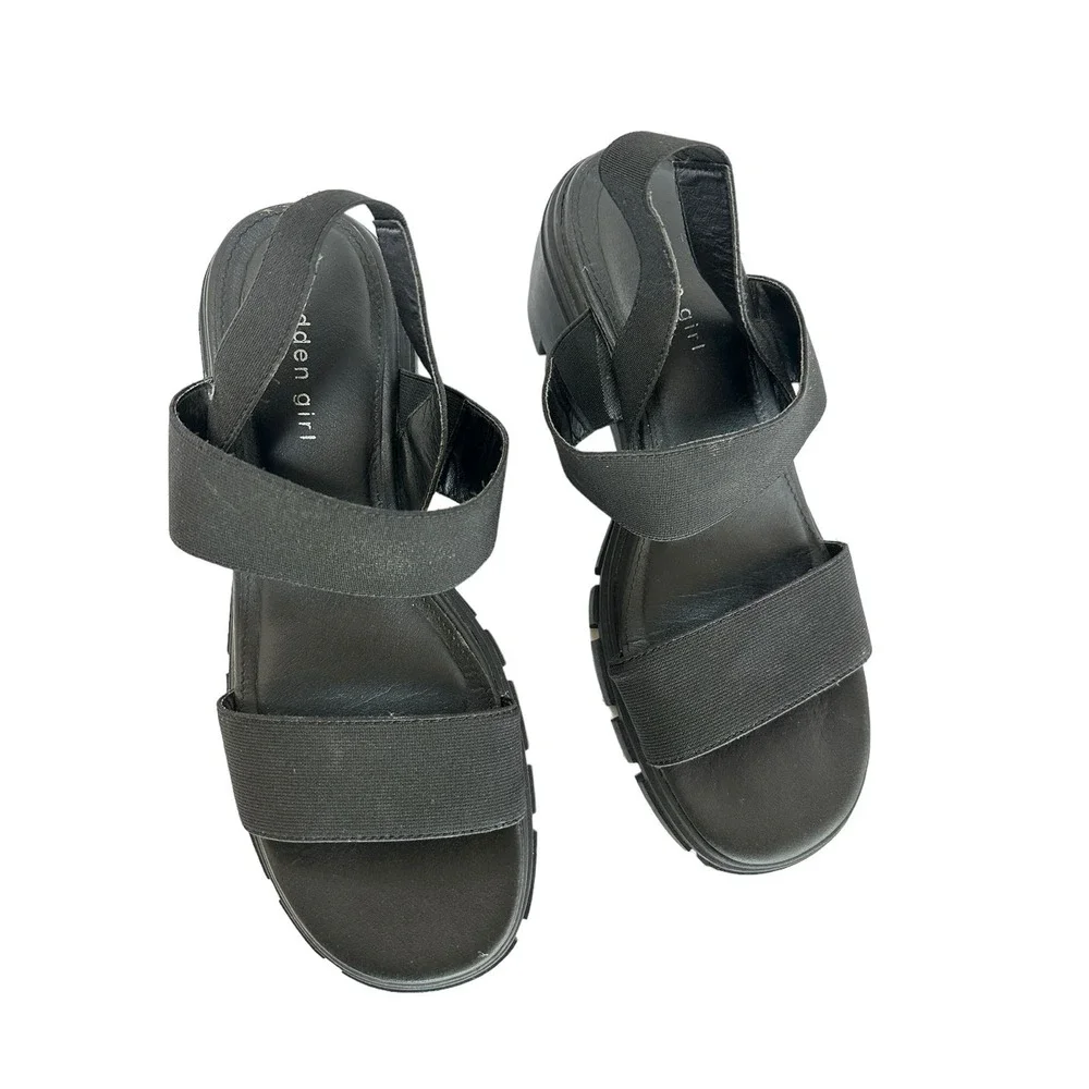 MADDEN GIRL Women's Black Chunky Lug-Sole Y2K Platform Sandals Shoes Size 8.5 - Picture 4 of 6